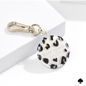 Kate Spade New York AirTag Holder with Gold Ring Clip - City Leopard